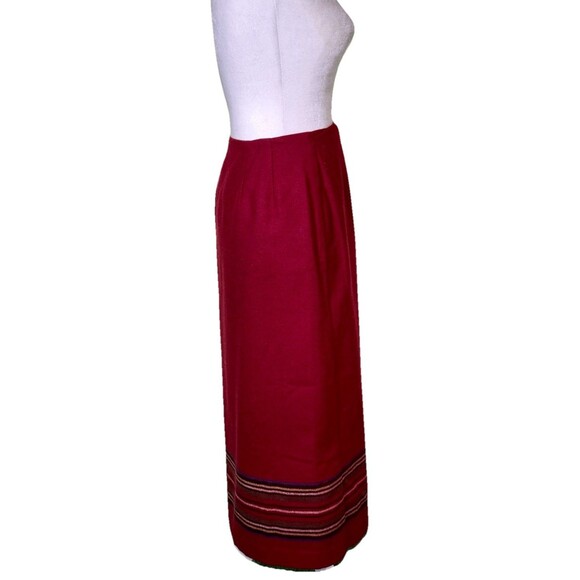 Eddie Bauer Women’s Wool Blend Red Wrap Skirt Folk Artsy Modest Artisan Sz 8P - Picture 4 of 9
